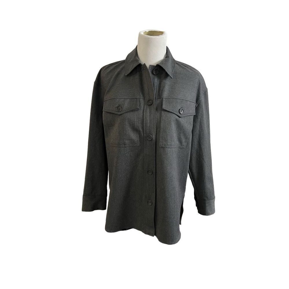 Zara NWT oversized relaxed fit button front grey shirt size XS